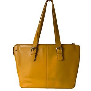 JACK GEORGES Milano Madison Avenue Mustard Leather‎ Large Business Tote